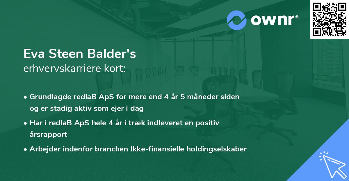 Eva Steen Balder's erhvervskarriere kort