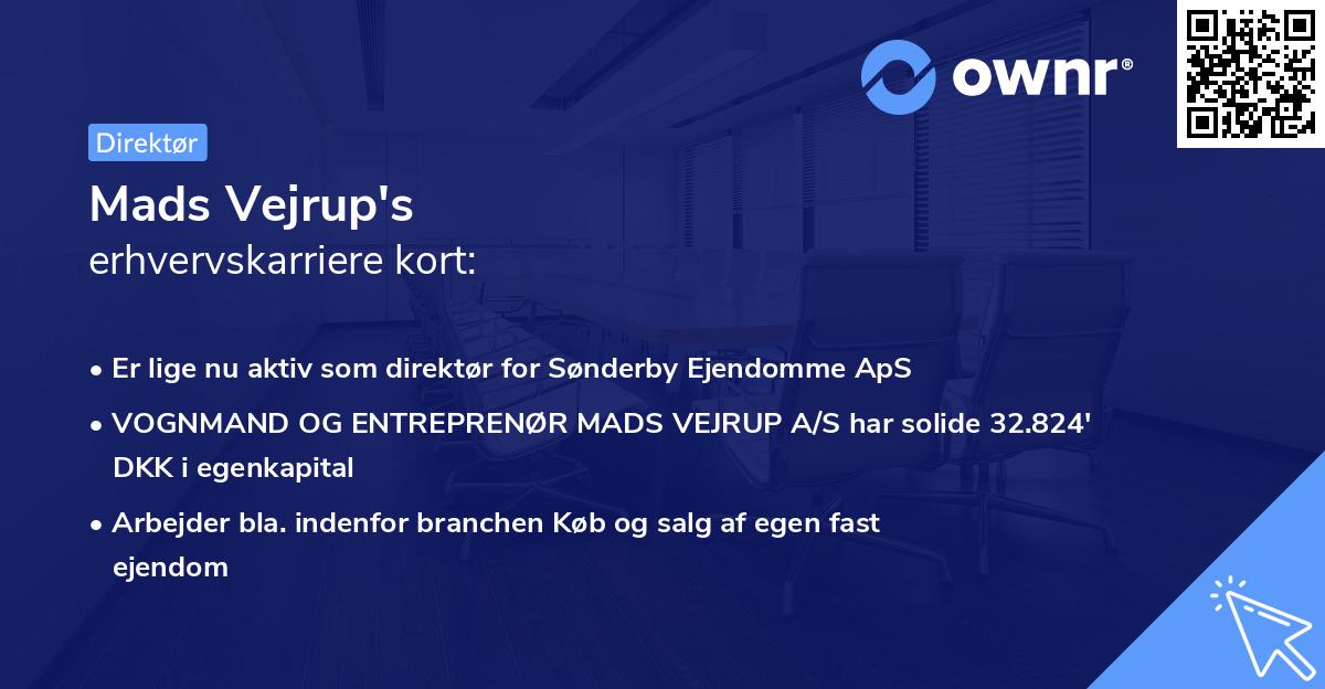 Mads Vejrup's erhvervskarriere kort