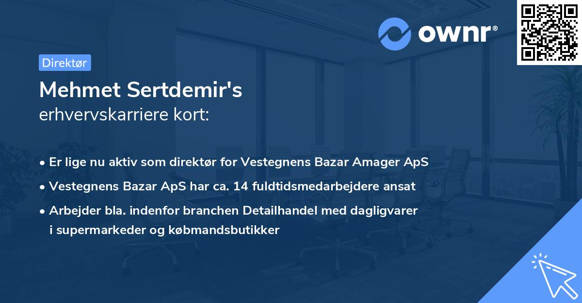 Mehmet Sertdemir's erhvervskarriere kort