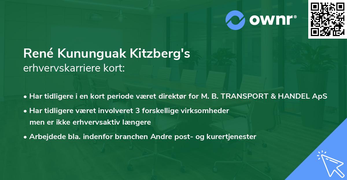 René Kununguak Kitzberg's erhvervskarriere kort