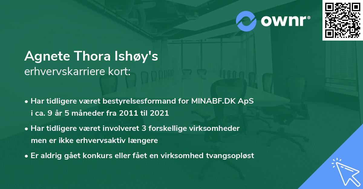 Agnete Thora Ishøy's erhvervskarriere kort