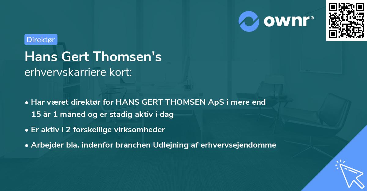 Hans Gert Thomsen's erhvervskarriere kort
