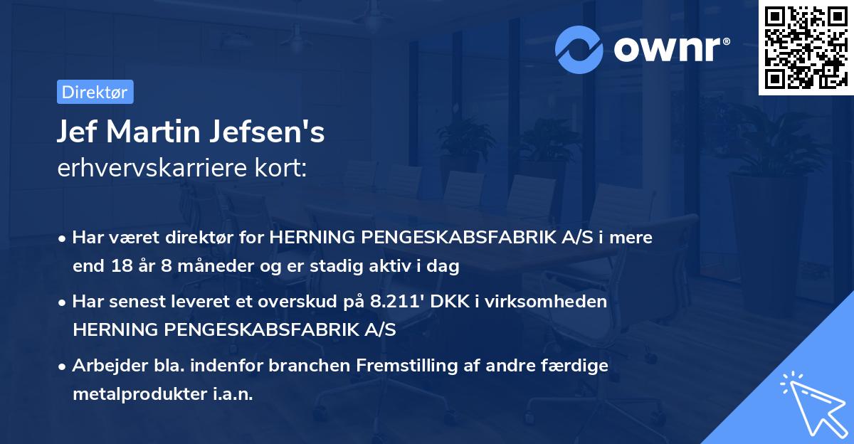 Jef Martin Jefsen's erhvervskarriere kort