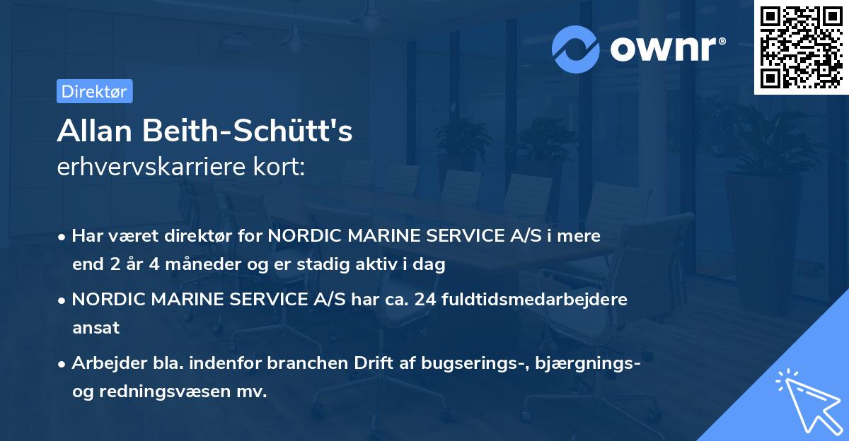 Allan Beith-Schütt's erhvervskarriere kort