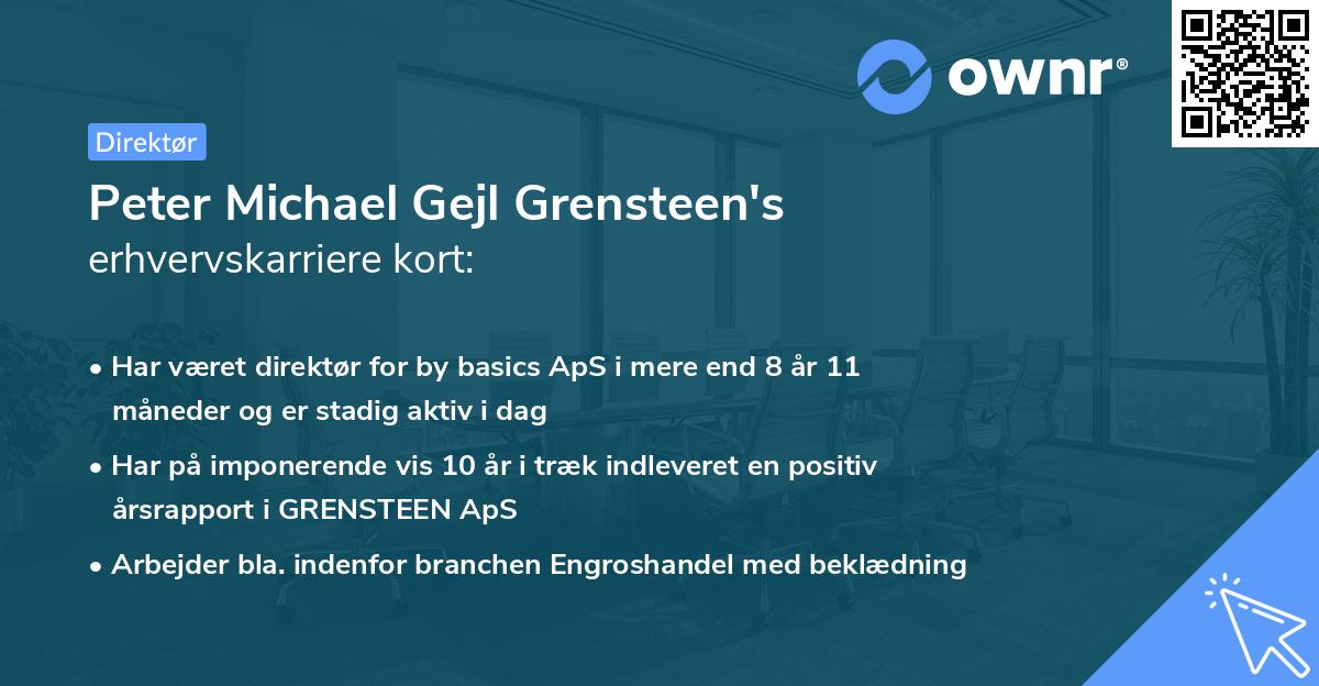 Peter Michael Gejl Grensteen's erhvervskarriere kort