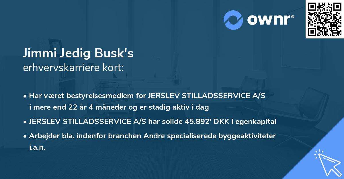Jimmi Jedig Busk's erhvervskarriere kort