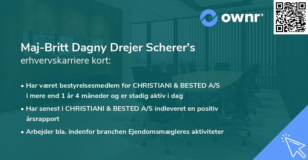 Maj-Britt Dagny Drejer Scherer's erhvervskarriere kort
