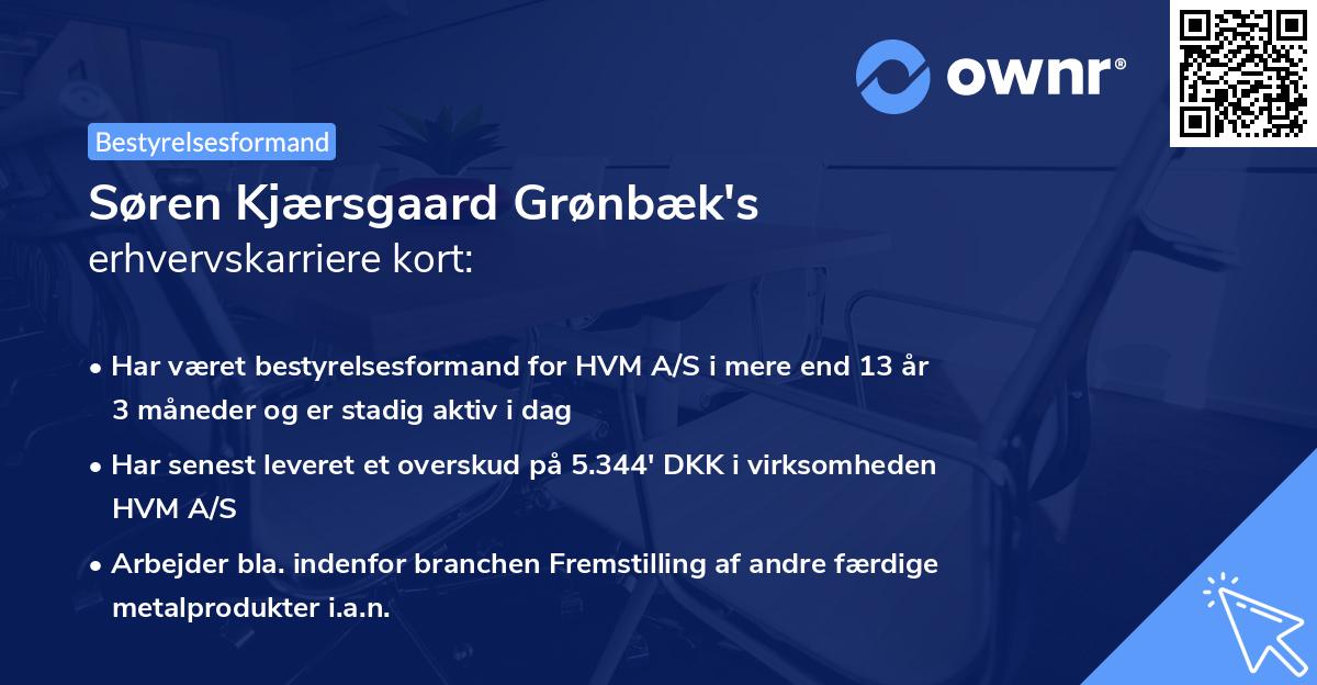 Søren Kjærsgaard Grønbæk's erhvervskarriere kort