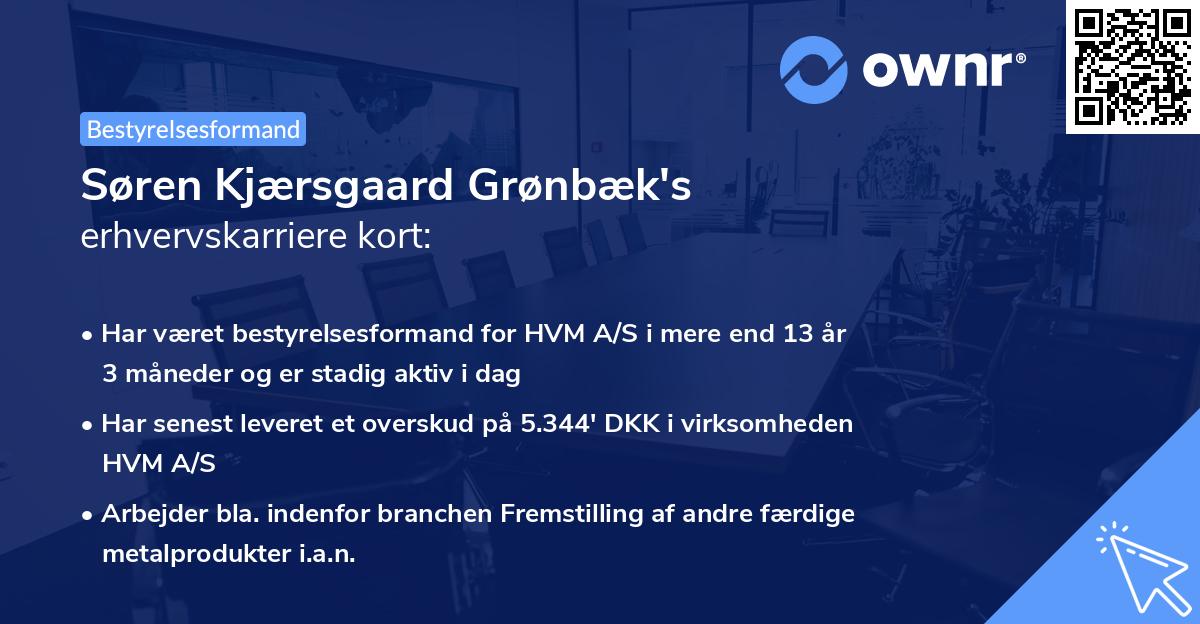 Søren Kjærsgaard Grønbæk's erhvervskarriere kort