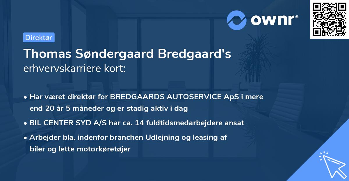 Thomas Søndergaard Bredgaard's erhvervskarriere kort