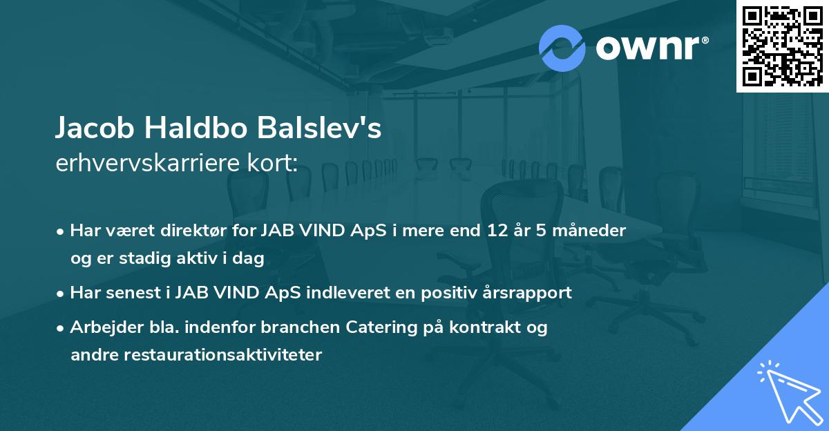 Jacob Haldbo Balslev's erhvervskarriere kort