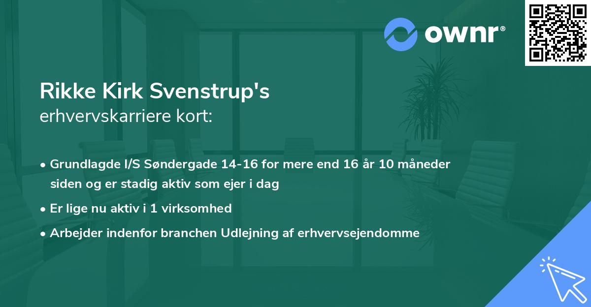 Rikke Kirk Svenstrup's erhvervskarriere kort