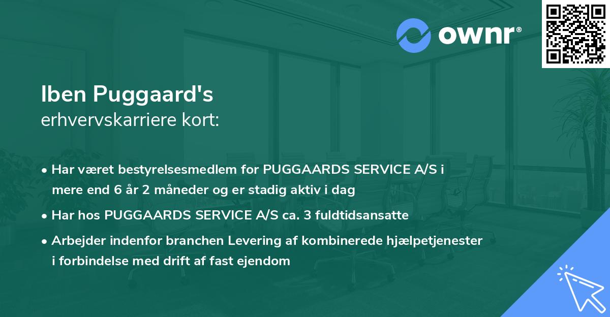 Iben Puggaard's erhvervskarriere kort