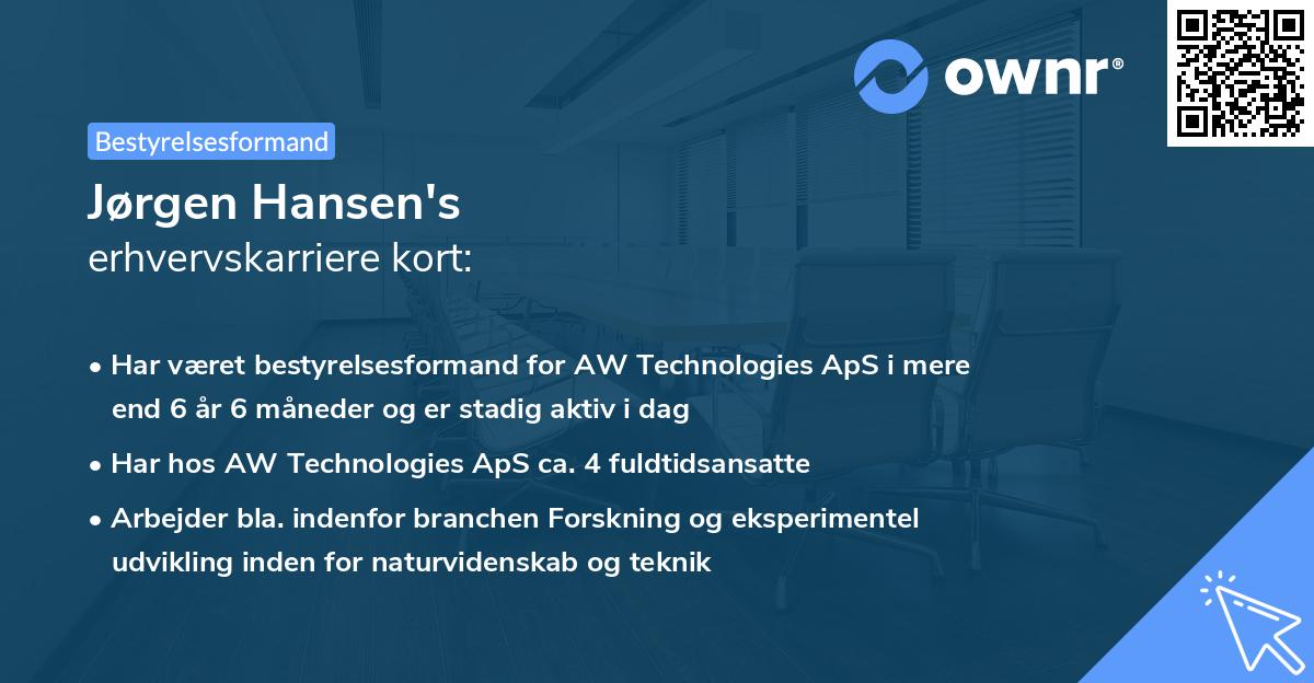 Jørgen Hansen's erhvervskarriere kort