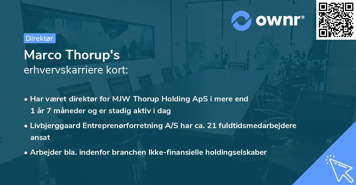 Marco Thorup's erhvervskarriere kort