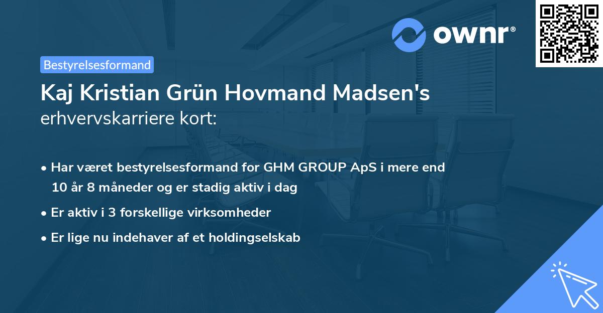 Kaj Kristian Grün Hovmand Madsen's erhvervskarriere kort