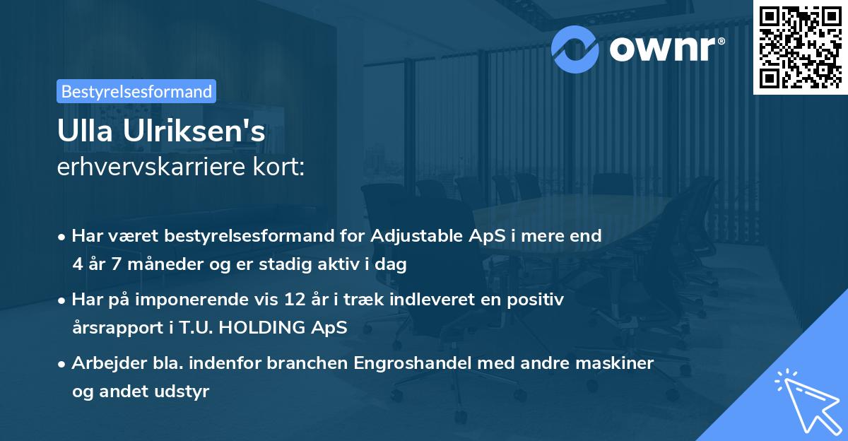Ulla Ulriksen's erhvervskarriere kort
