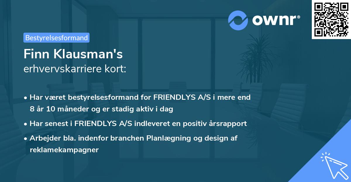 Finn Klausman's erhvervskarriere kort