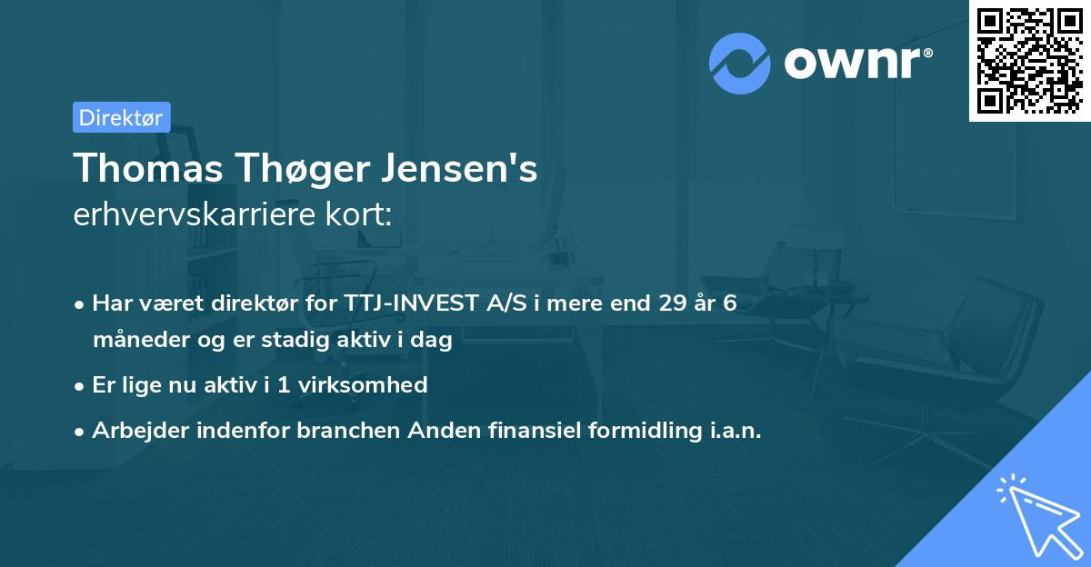 Thomas Thøger Jensen's erhvervskarriere kort