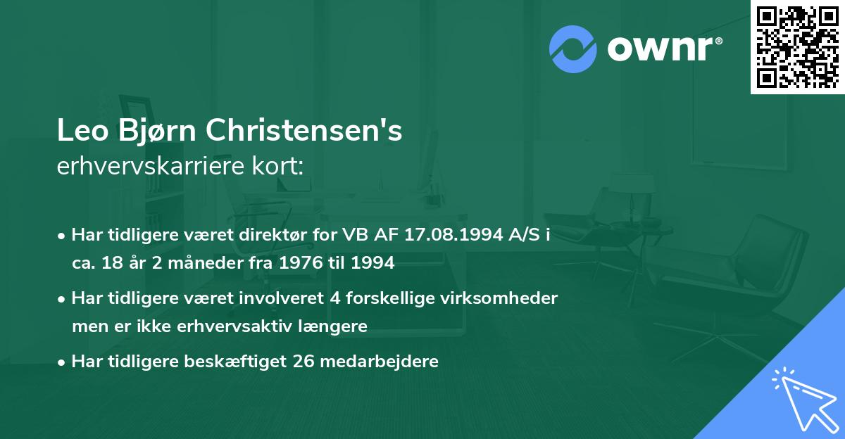 Leo Bjørn Christensen's erhvervskarriere kort
