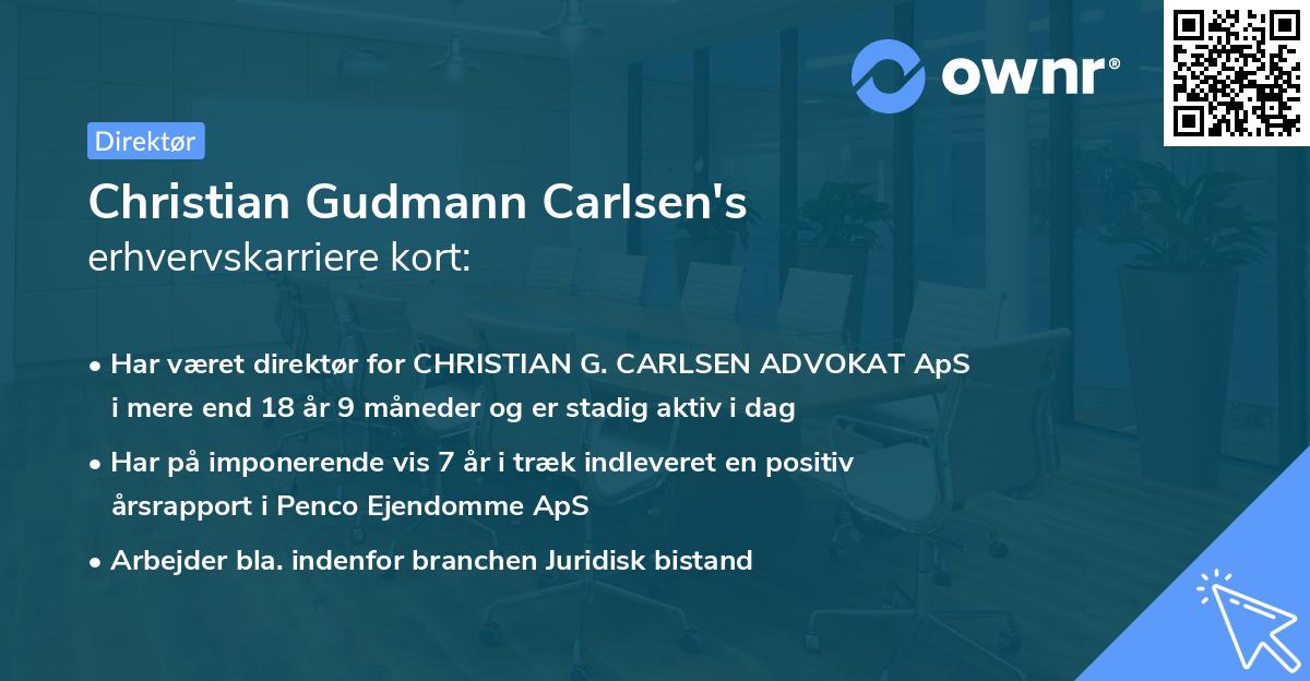 Christian Gudmann Carlsen's erhvervskarriere kort