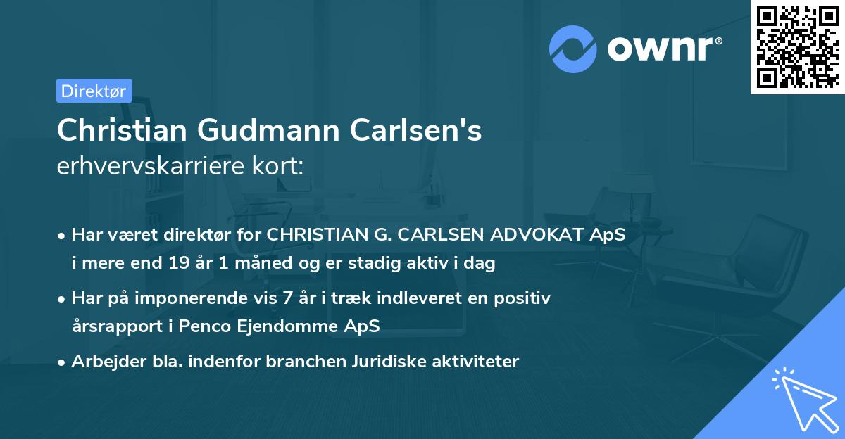 Christian Gudmann Carlsen's erhvervskarriere kort