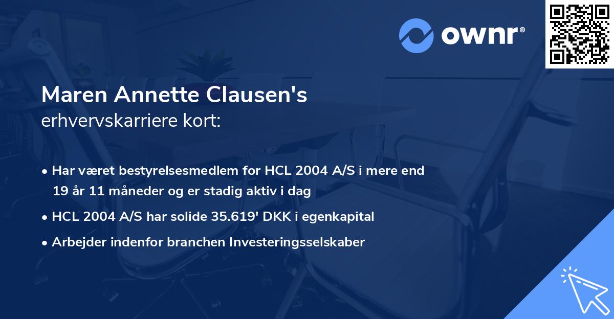 Maren Annette Clausen's erhvervskarriere kort