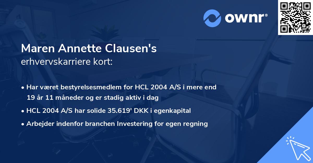 Maren Annette Clausen's erhvervskarriere kort