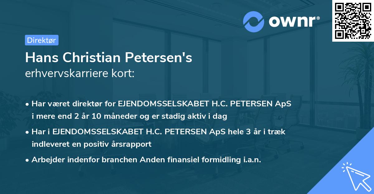 Hans Christian Petersen's erhvervskarriere kort