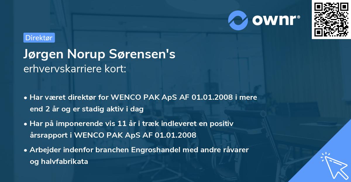 Jørgen Norup Sørensen's erhvervskarriere kort