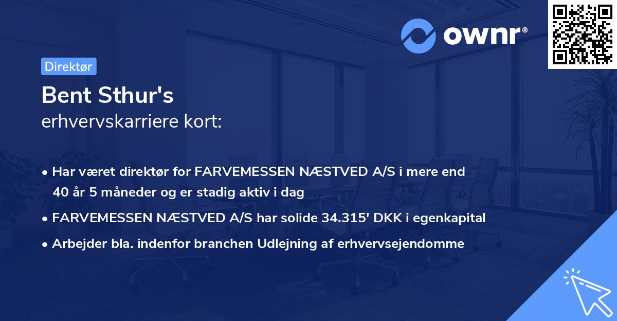 Bent Sthur's erhvervskarriere kort