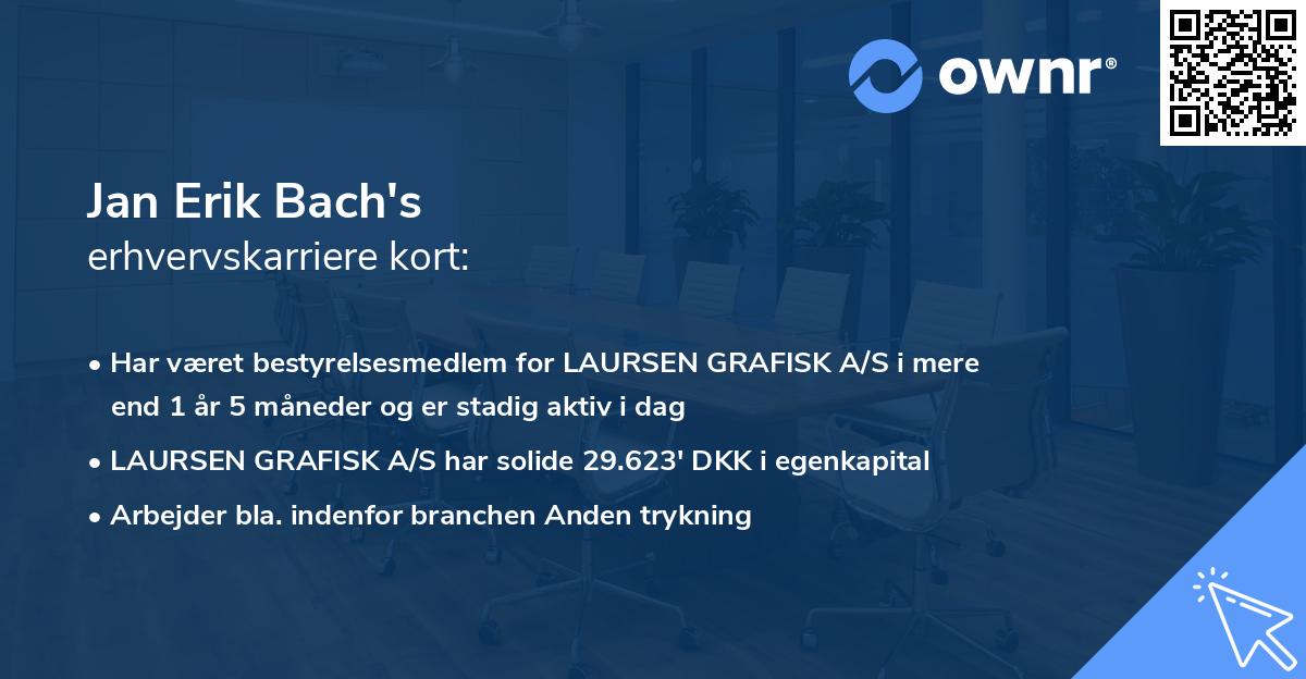Jan Erik Bach's erhvervskarriere kort