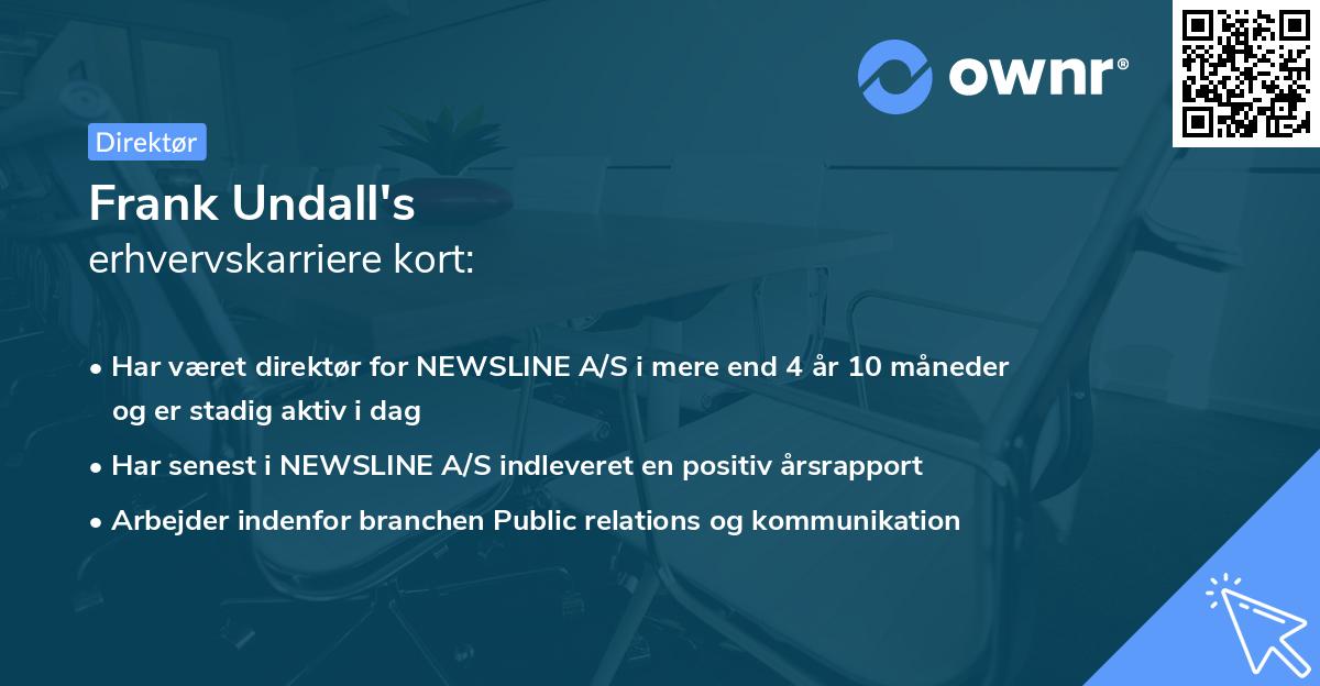 Frank Undall's erhvervskarriere kort