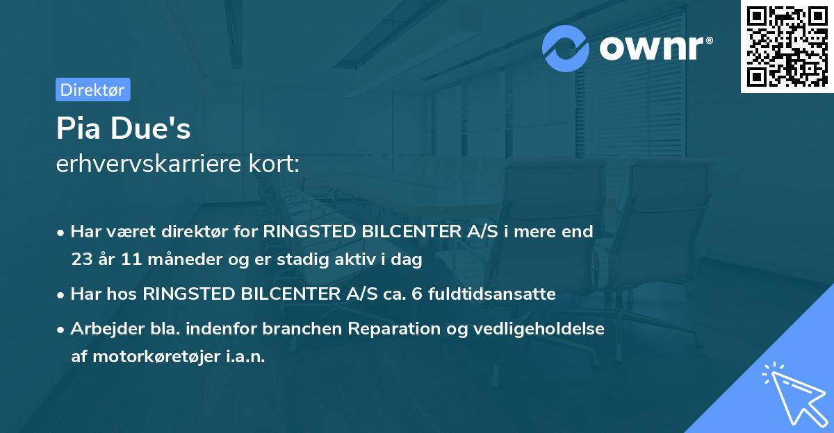 Pia Due's erhvervskarriere kort
