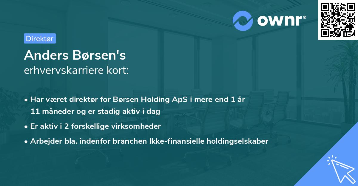 Anders Børsen's erhvervskarriere kort