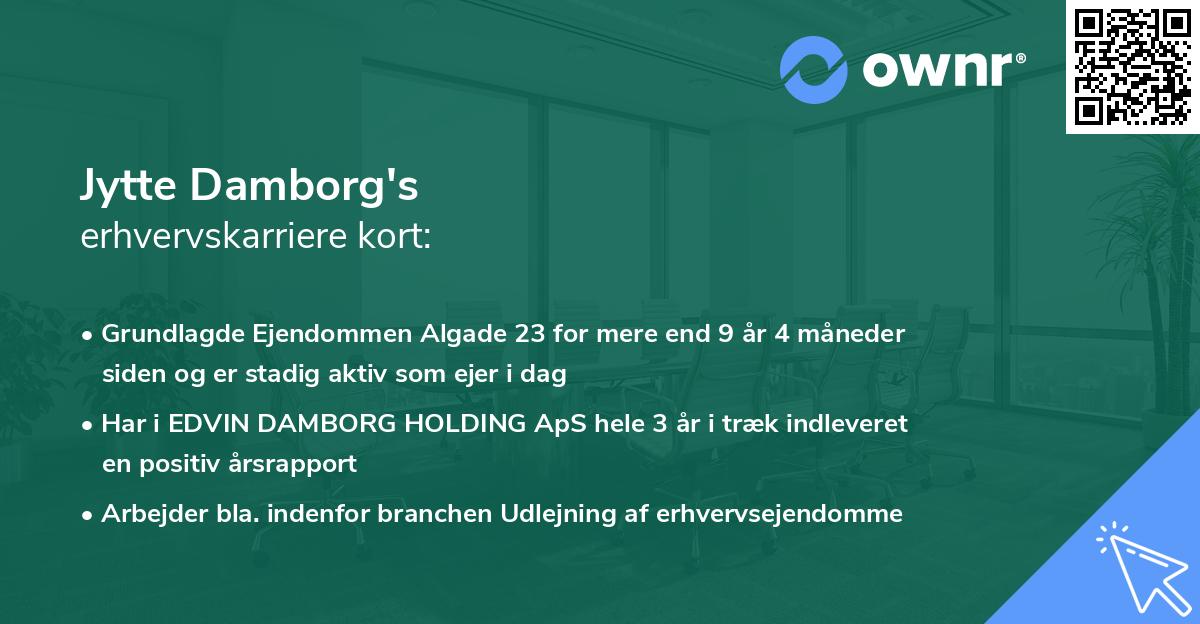 Jytte Damborg's erhvervskarriere kort