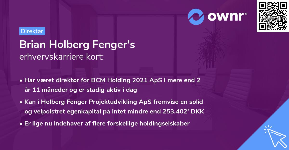 Brian Holberg Fenger's erhvervskarriere kort