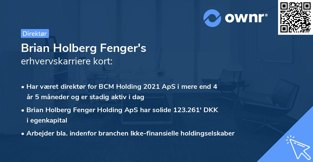 Brian Holberg Fenger's erhvervskarriere kort