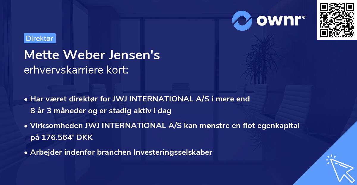 Mette Weber Jensen's erhvervskarriere kort