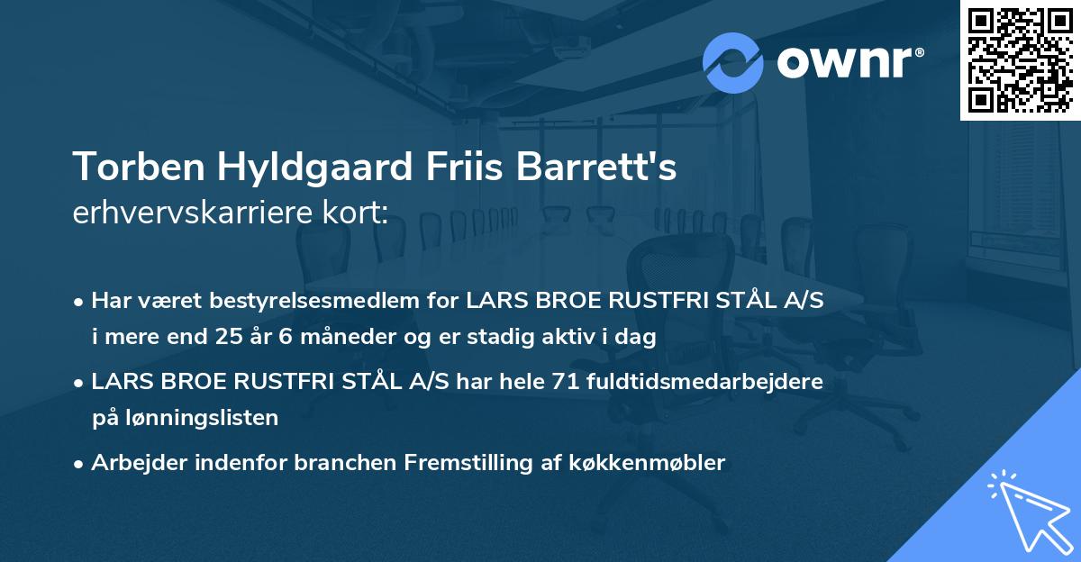 Torben Hyldgaard Friis Barrett's erhvervskarriere kort