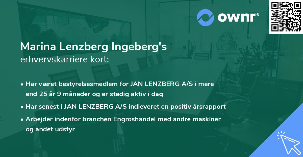 Marina Lenzberg Ingeberg's erhvervskarriere kort