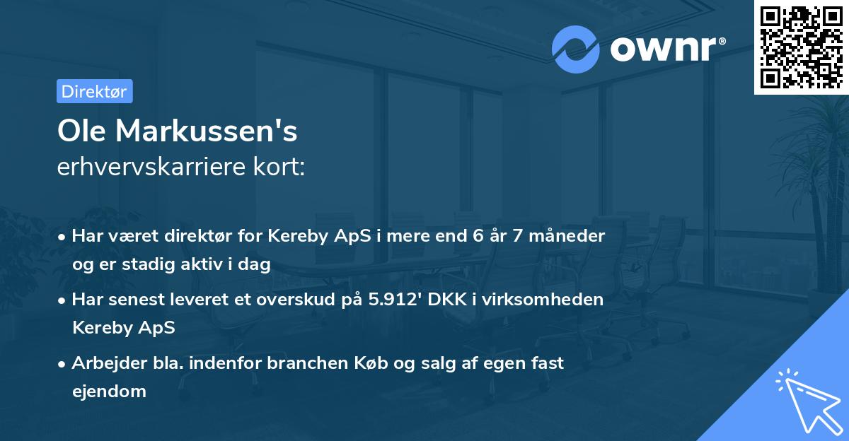 Ole Markussen's erhvervskarriere kort