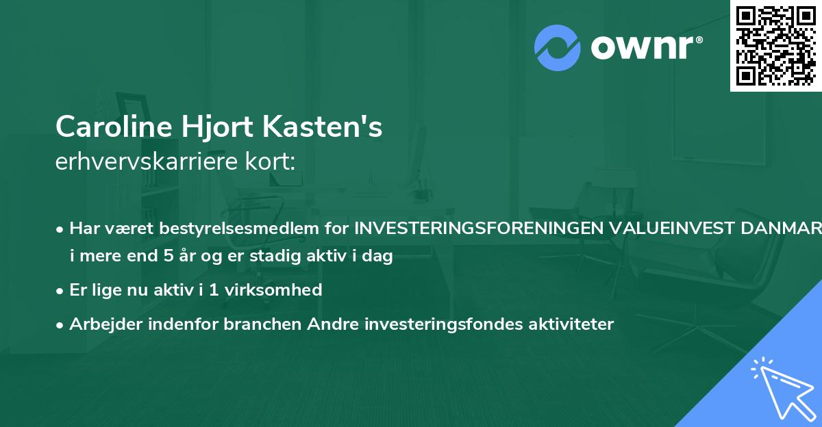 Caroline Hjort Kasten's erhvervskarriere kort