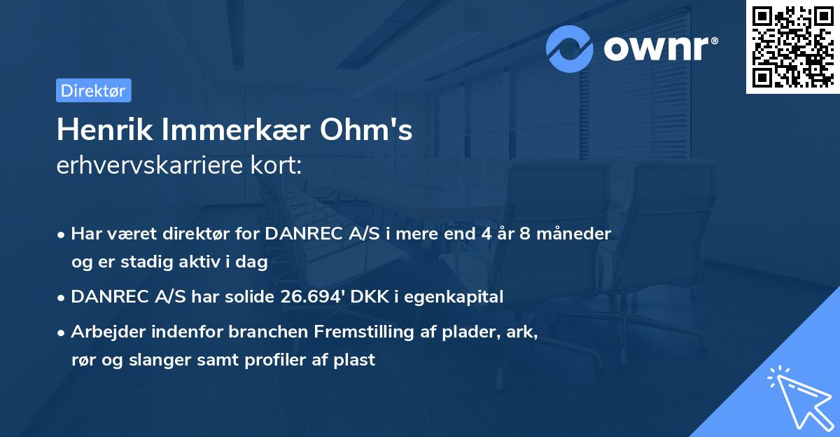 Henrik Immerkær Ohm's erhvervskarriere kort