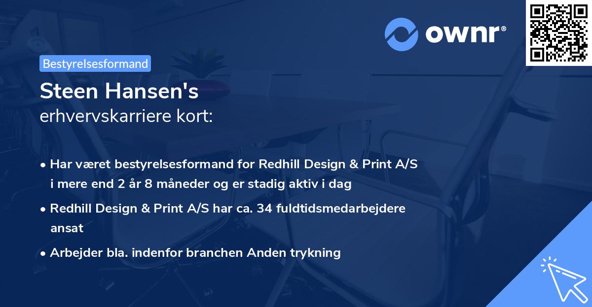 Steen Hansen's erhvervskarriere kort
