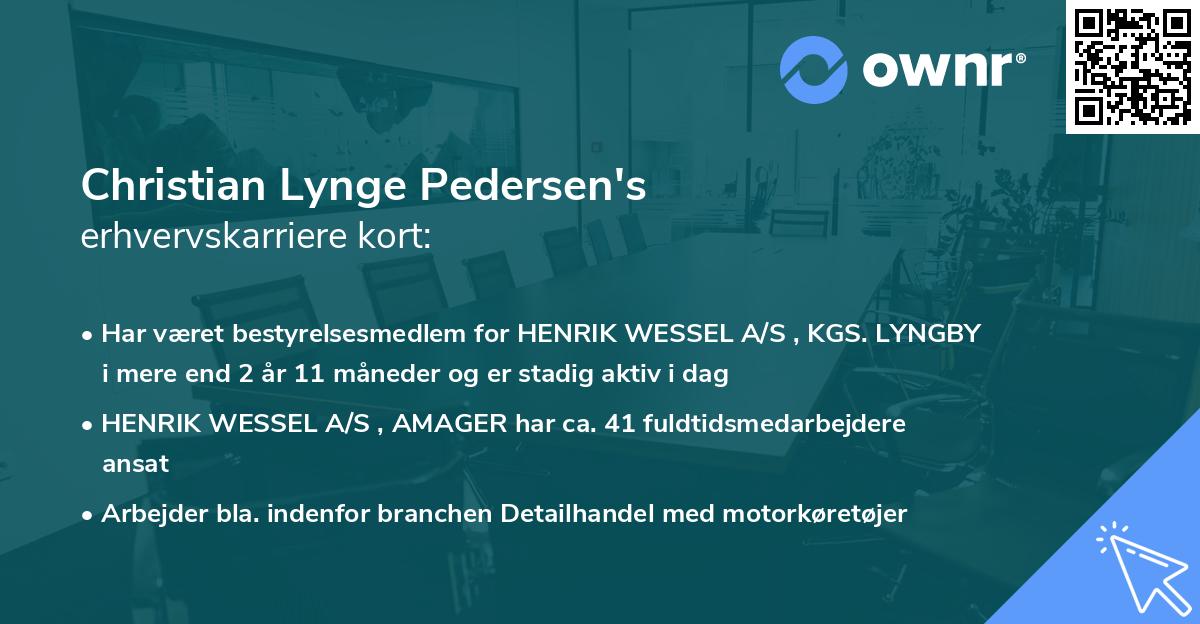 Christian Lynge Pedersen's erhvervskarriere kort