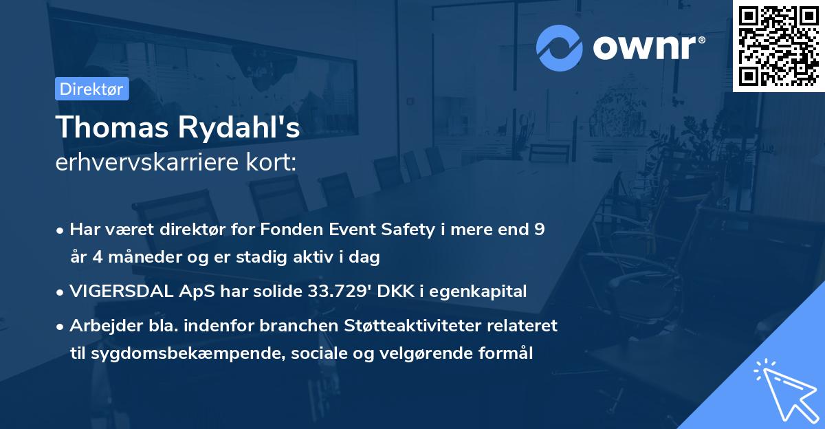Thomas Rydahl's erhvervskarriere kort