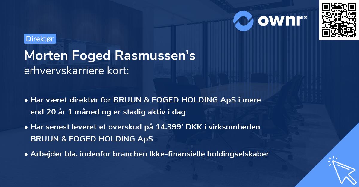 Morten Foged Rasmussen's erhvervskarriere kort
