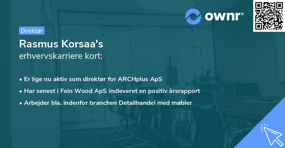 Rasmus Korsaa's erhvervskarriere kort