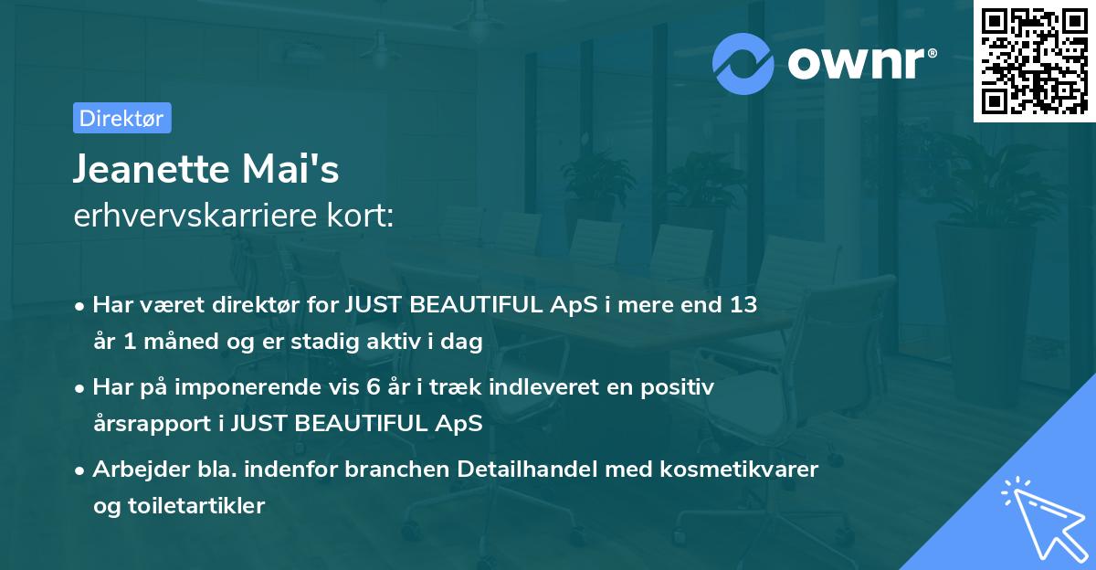 Jeanette Mai's erhvervskarriere kort
